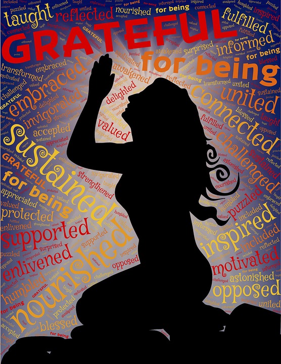 woman, praying, grateful