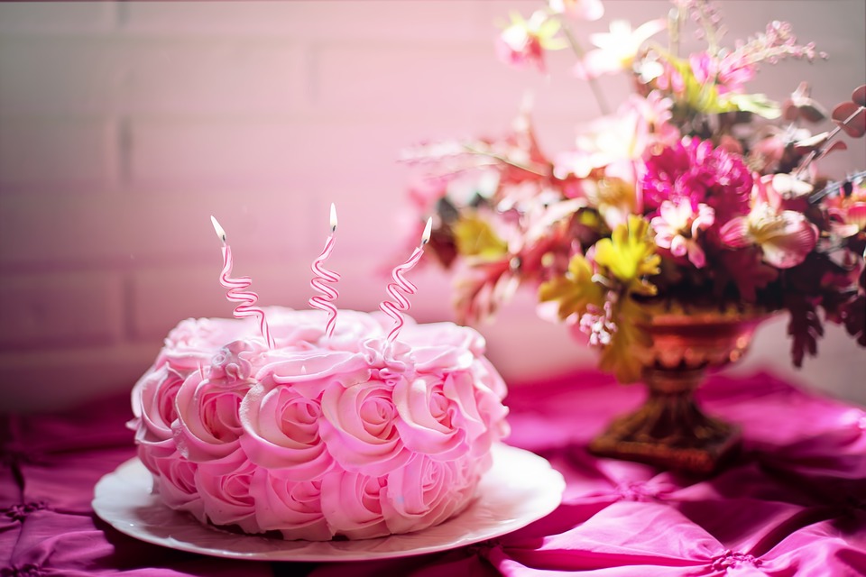 Pink Birthday Cake, Celebrate Life, Flowers